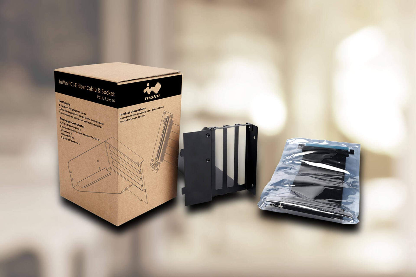 InWin PCI-E Riser Cable & Socket Vertical GPU Kit